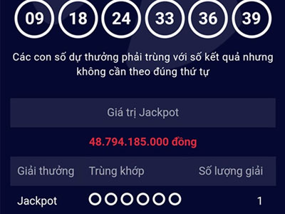 Gần 49 tỷ đồng giải thưởng Vietlott có chủ ngày đầu năm mới