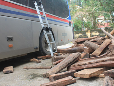 Xe khách biển số nước ngoài vận chuyển gần 2.600 kg gỗ quý