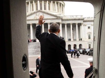 Ông Obama từ biệt Nhà Trắng từ trên trực thăng