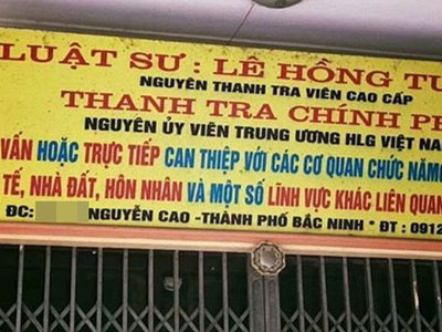 Luật sư trưng biển hiệu "trực tiếp can thiệp cơ quan chức năng"