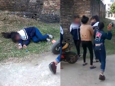 Xôn xao clip một nhóm nữ sinh cầm gạch đánh bạn ngất xỉu giữa đường