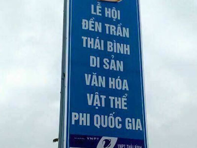 Lãnh đạo Thái Bình nói gì về biển quảng cáo đền Trần “phi quốc gia”?