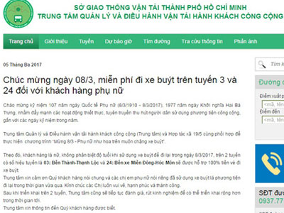 Xe buýt miễn phí cho phụ nữ nhân ngày 8-3