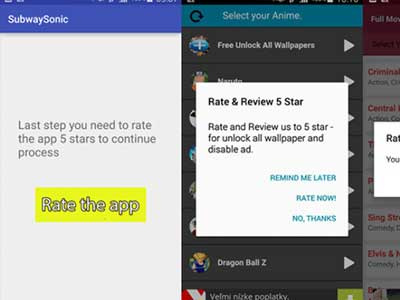 Cảnh giác phần mềm trên Android dụ người dùng đánh giá 5 sao để tắt quảng cáo