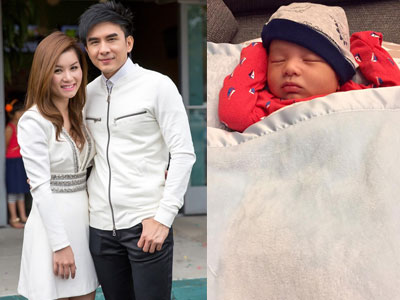 Vợ Đan Trường khoe ảnh con trai 2 tuần tuổi