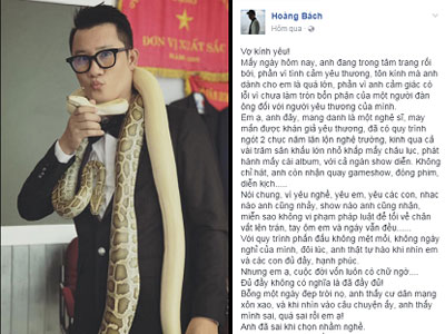 Hoàng Bách viết tâm thư, nhận sai vì chưa mua được túi hàng hiệu cho vợ