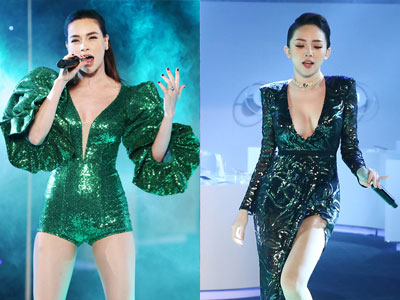 Hà Hồ, Tóc Tiên diện váy xẻ đùi khoét vòng một