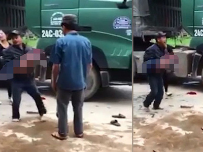 Yên Bái: Bố đau đớn ôm thi thể con trai bị xe tải cán tử vong
