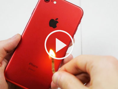 Video: Tưới xăng đốt iPhone 7 màu đỏ