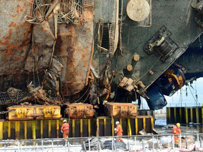 Xương tìm thấy trên phà Sewol không phải xương người