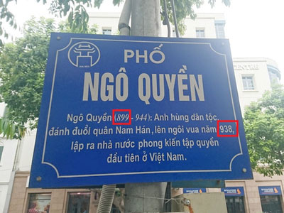 Hà Nội ghi sai năm sinh của Ngô Quyền ở bảng tên đường?