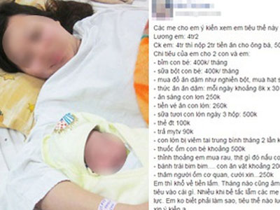 Vợ nghỉ đẻ thu nhập 4,2 triệu, chồng đưa 500k để nuôi 2 con mà suốt ngày chê vợ chi tiêu hoang