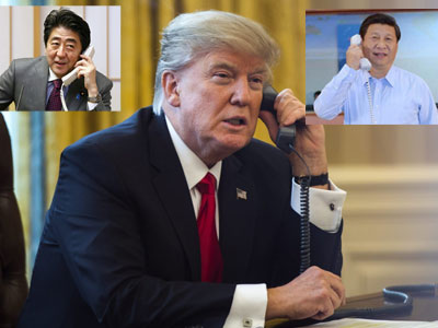 Ông Trump điện đàm đột xuất với chủ tịch Trung Quốc và thủ tướng Nhật