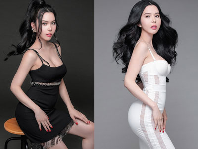 Á khôi Huỳnh Vy khoe ngực đầy với váy hai dây