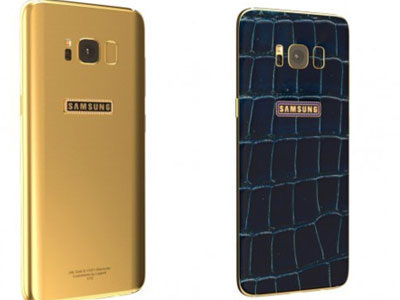 Galaxy S8 phiên bản da cá sấu đính kim cương xanh