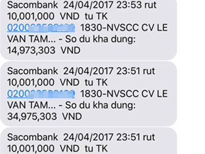 Khách báo mất 94 triệu trong tài khoản ngân hàng