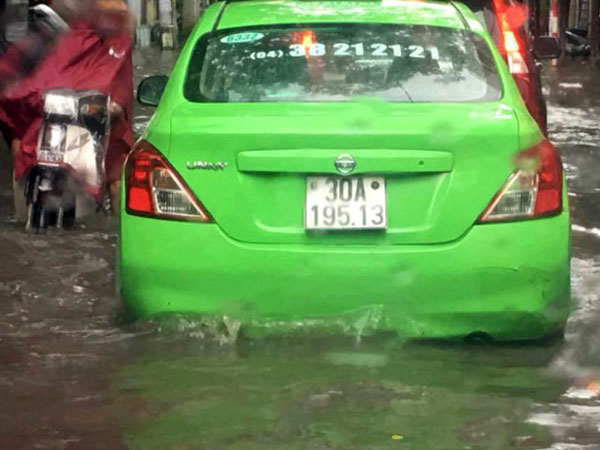 Cây đổ, đường ngập ở Hà Nội sau cơn mưa ngắn
