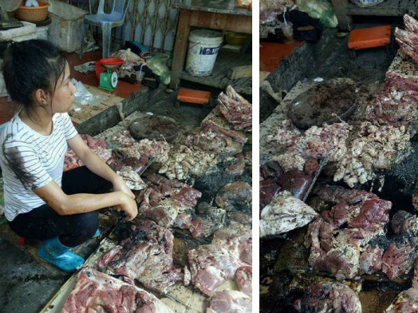 Tâm sự của người phụ nữ bán thịt lợn bị hắt dầu luyn trộn chất thải sau sự việc vừa qua