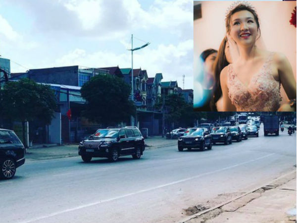 Hàng chục chiếc Lexus LX570 và Range Rover tham gia rước dâu hot girl Quảng Ninh