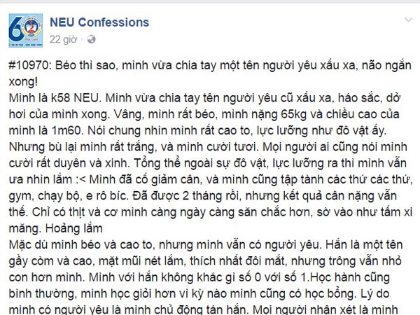 Cô gái quyết định chia tay người yêu vì bị chê béo
