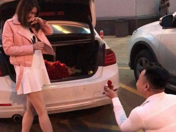 Chuyện tình vượt thử thách phía sau màn cầu hôn với 101 đóa hồng bên xe sang BMW