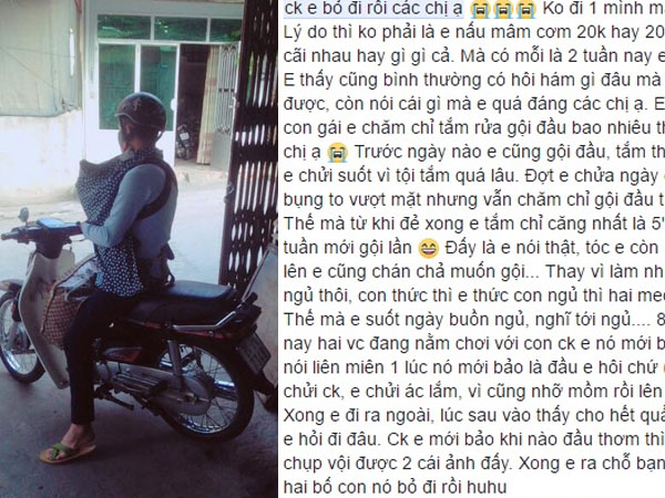 Cười ra nước mắt: Chồng ôm con bỏ đi vì vợ trẻ 2 tuần không gội đầu
