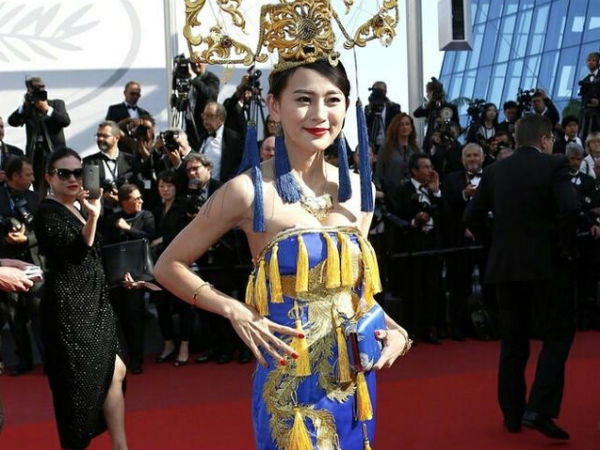 Dư luận Trung Quốc chỉ trích cô gái mặc váy long bào ở thảm đỏ Cannes