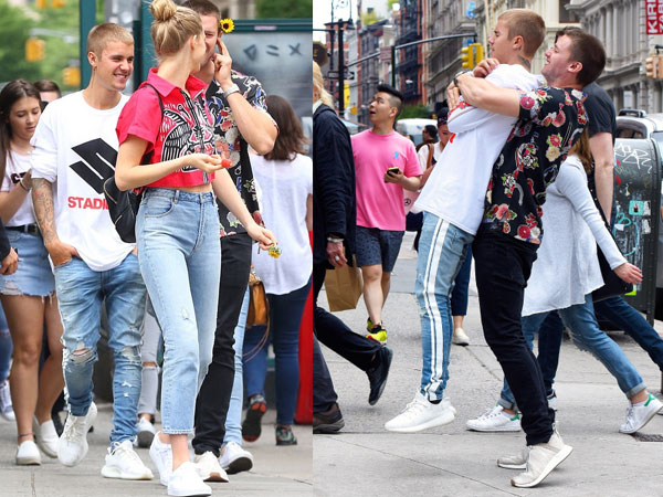 Justin Bieber bị bạn thân nhấc bổng dễ dàng giữa phố