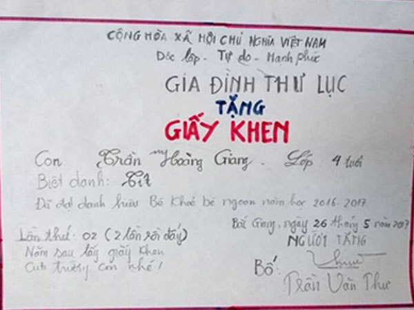 Ông bố Bắc Giang 2 năm tự tạo giấy khen cho con