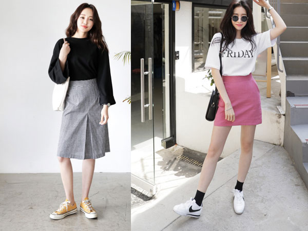 Tưởng không liên quan nhưng váy và giày sneakers lại hợp nhau ra phết!