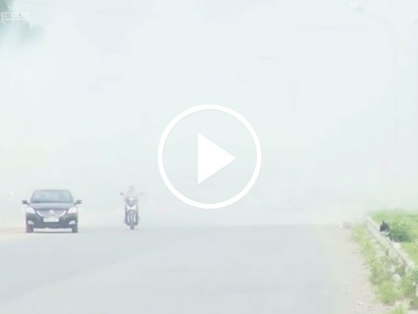 Video: Đường Hà Nội mù mịt khói vì người dân đốt rơm rạ
