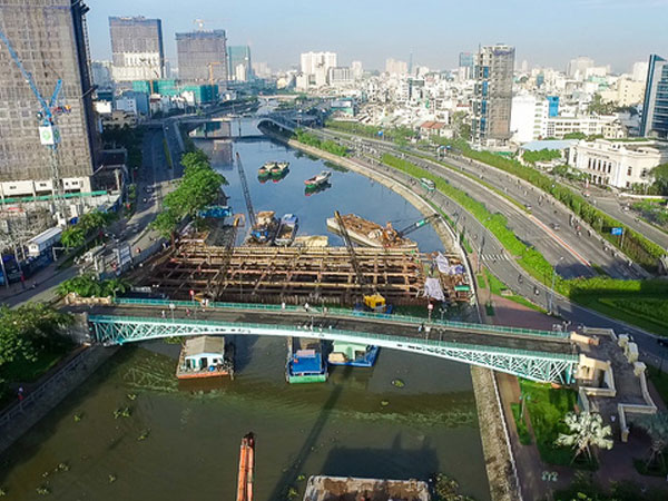 Nhìn từ trên cao công trình chống ngập 10.000 tỷ đang dần thành hình ở Sài Gòn
