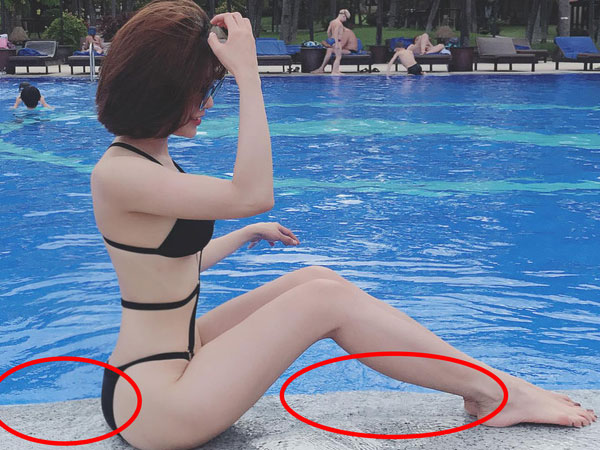 Khoe dáng với bikini, Diệp Lâm Anh vẫn bị soi dùng "siêu năng lực" bẻ cong bức hình