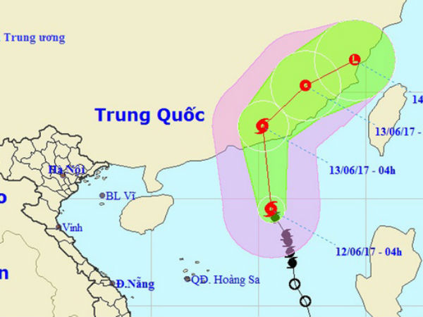 Bão số 1 đang di chuyển về phía Trung Quốc