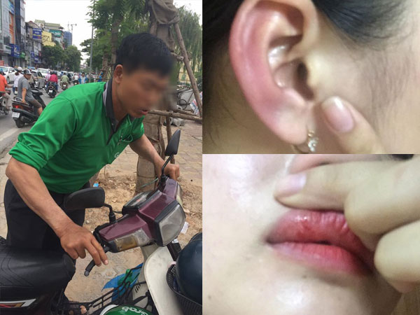 Xe ôm truyền thống giả GrabBike chở và đánh gái xinh chảy máu mồm