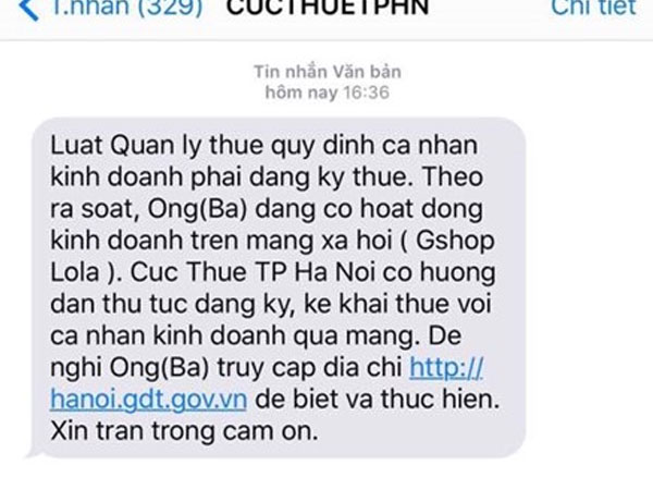 Cục thuế Hà Nội bắt đầu “đòi” thuế người bán hàng trên facebook