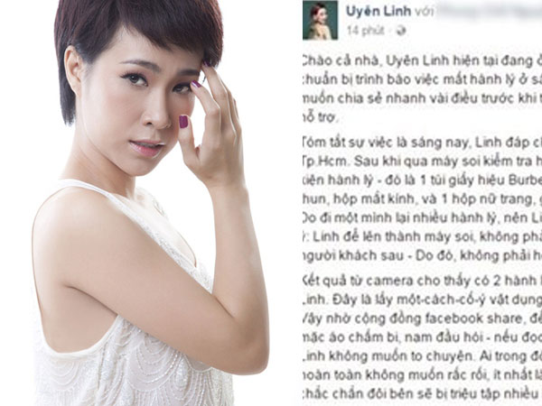 Ca sĩ Uyên Linh tức giận vì mất đồ gần 100 triệu tại sân bay