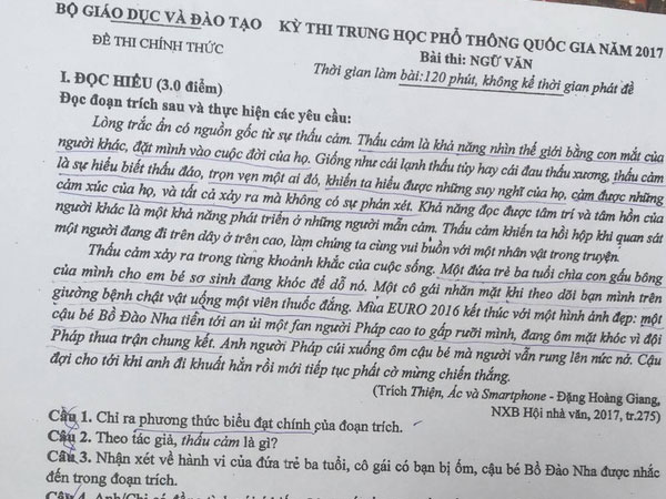 Bộ GD&ĐT giải thích từ "thấu cảm" trong đề Ngữ Văn đang gây tranh luận