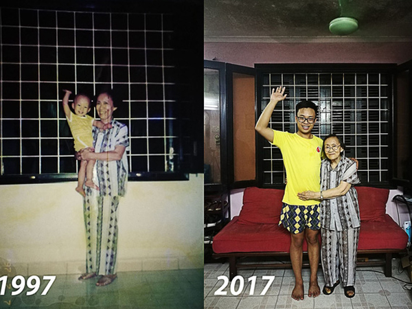 Bức ảnh bà cháu ngày ấy - bây giờ cùng bộ quần áo cũ 20 năm vẫn mặc tốt đầy xúc động