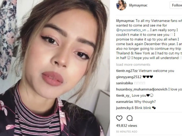 Lily Maymac bất ngờ thông báo không đến Việt Nam vào tháng 7
