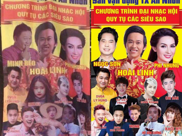 Sự thật đằng sau tấm áp phích quảng cáo có hình Minh Béo, Tùng Sơn đặt cạnh Hoài Linh?