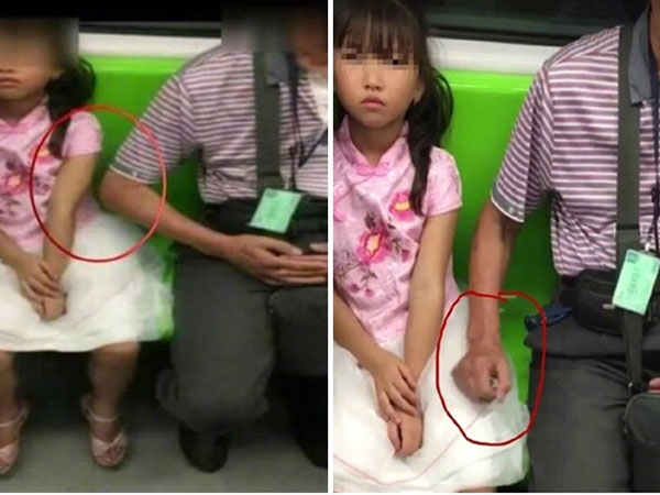 Choáng váng cảnh một người đàn ông lớn tuổi rình mò sàm sỡ bé gái trên xe buýt