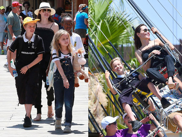 Mẹ con Jolie "quậy" tưng bừng trong Disneyland mừng sinh nhật cặp song sinh