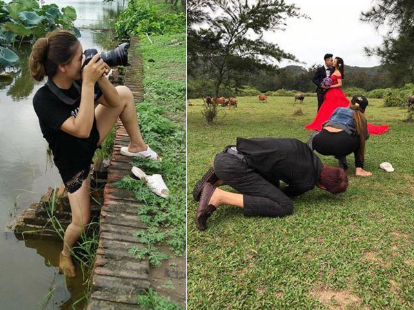 Hậu trường không nhịn được cười với cô thợ ảnh "xoạc đủ tư thế" khi tác nghiệp