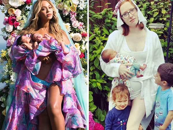 Mẹ bỉm sữa chế ảnh bế con của Beyonce