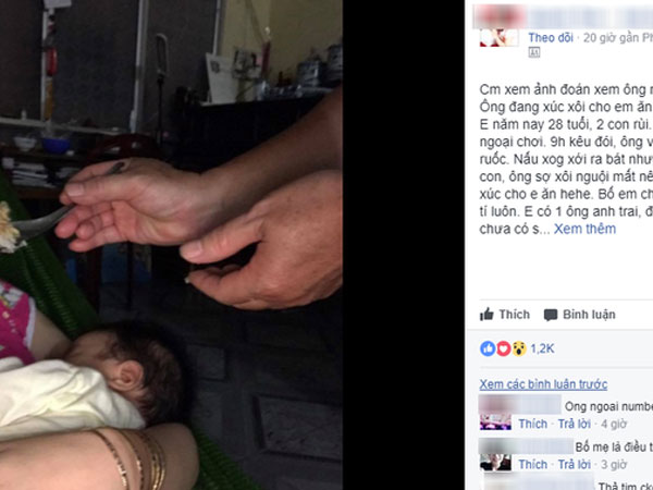 Ông bố đáng yêu quá đỗi: Con gái đưa cháu về ngoại lúc nửa đêm, bố bật dậy nấu xôi, ân cần xúc tận miệng