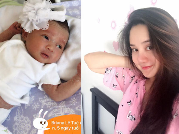 Vy Oanh lần đầu khoe cận mặt con gái mới sinh