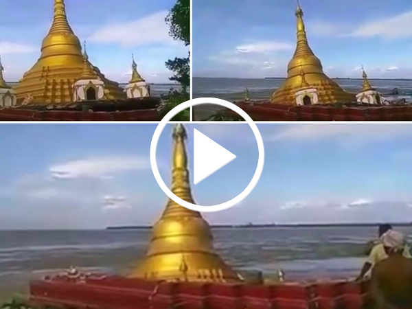 Video: Chùa vàng Myanmar bị nước lũ "nuốt chửng"