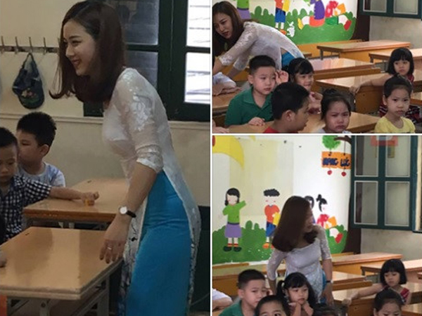 Cộng động mạng "sốt" vì cô giáo tiểu học xinh như hot girl ở Hà Nội