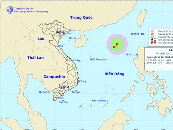 Áp thấp nhiệt đới đang mạnh dần trên biển Đông